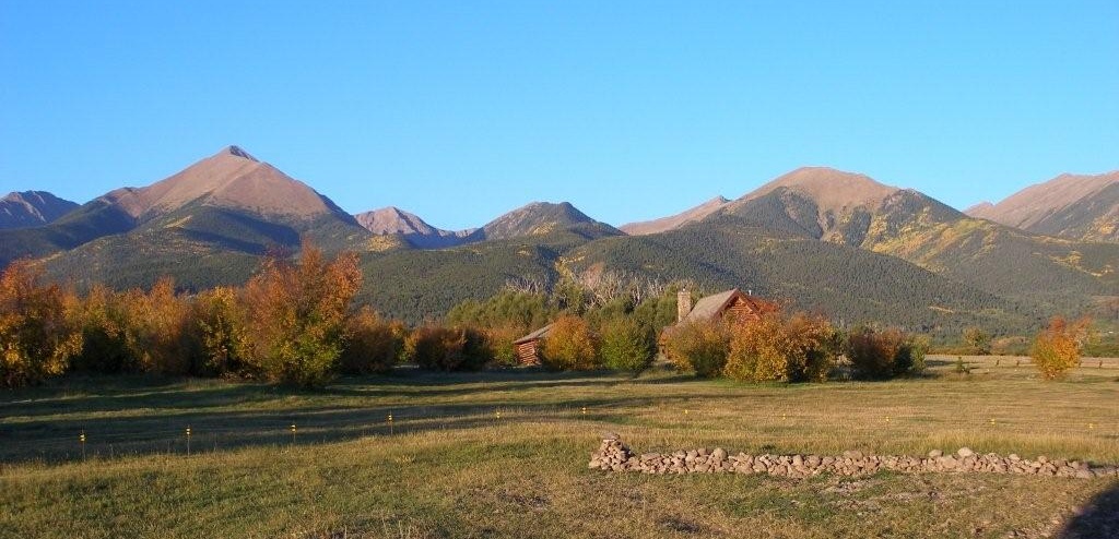 Guest Haus with Sangre de Cristo mountain range in background............