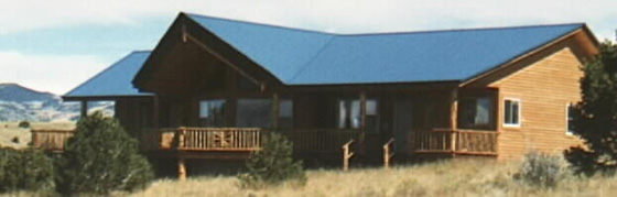 A cheery blue roof on the main ranch house lifts the Spirits......